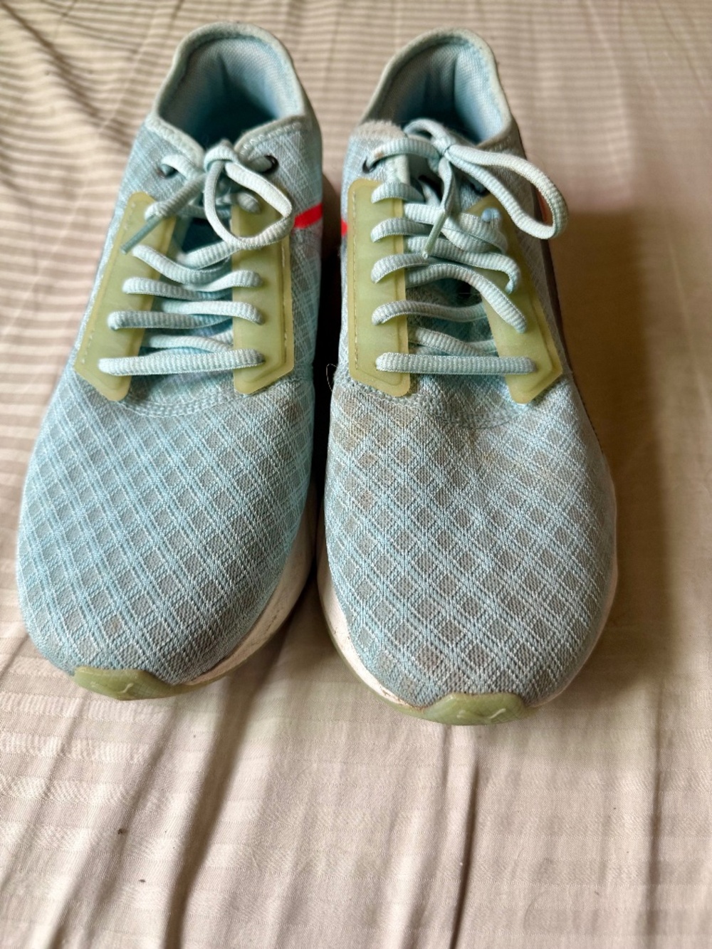 Puma Light Blue Running Shoes with Green & Red Accents